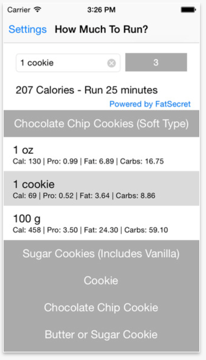 Calorie App - How much to run?