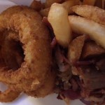 Onion rings and bacon cheese fries